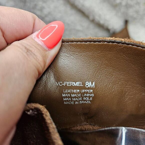 Vince Camuto Fermel Tan Suede Leather Tasseled Heeled Boots sz 8 - Picture 6 of 6